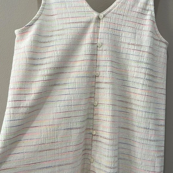 LOFT Cream Tie Shoulder Dress with neon threading accents in size SP - Picture 2 of 8
